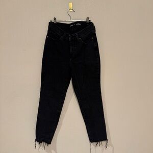 Old Navy Black Boyfriend Jeans with Raw Hem